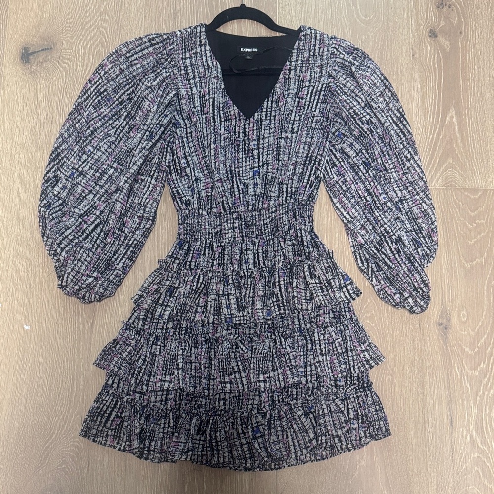 Express Black and Pink Textured Dress